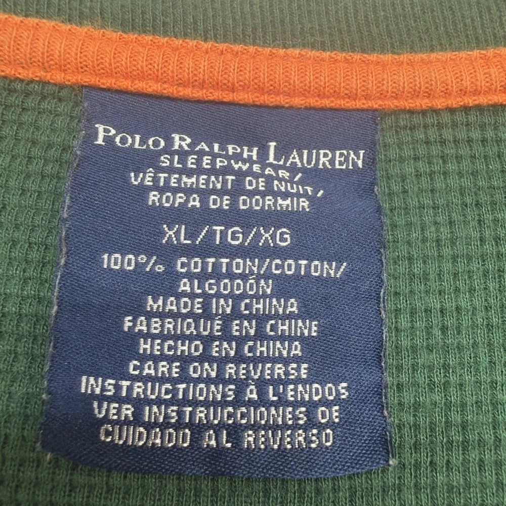 Polo‎ Ralph Lauren Waffle Knit Thermal Shirt Mens XL Green Long Sleeve
